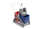 DOUBLE MOP BUCKET TROLLEY WITH WRINGER – PLASTIC FRAME