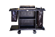 FLOORMASTER - PLASTIC ROOM SERVICE CART WITHOUT DOOR, (INCLUDING LONG AND ONE SHORT CLOTH BAG, WITH A LATTICE BAR, 6-INCH WHEELS - FM 7007 (SFC-05)